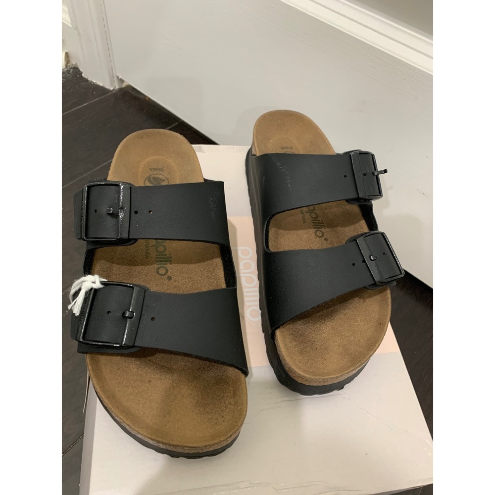 NWT Papillio by Birkenstock Arizona Platform Vegan Sandals Black 37 L6 M4 - Picture 7 of 8